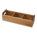 Htb - Caja Pequeña De Madera Para Bolsas De Té, 3 Compartime