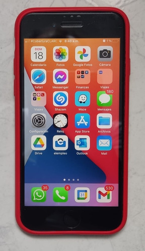  iPhone 7 32 Gb Negro Con Funda Roja Y Gris