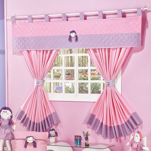 Cortina Chiquitita 2x1,70m Quarto Infantil Rosa Lilás Menina