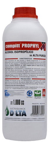 4 Alcohol Isopropilico Alta Pureza Delta Botella X 1 Litro