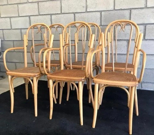 Antiguo Juego Original De 6 Sillas Thonet Mod 626