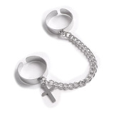 Anillos Con Cadena De Eslabones Colgante Cruz Hombre Mujer