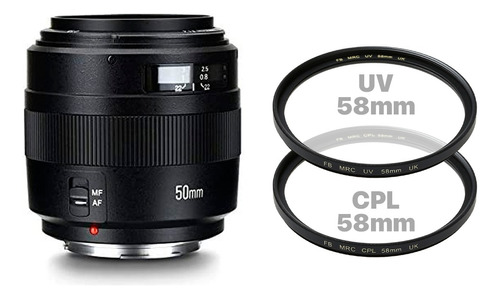 Combo Lente Yn50mm 1.4 Montura Canon + Filtro Uv Y Cpl 58mm