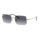 Anteojos De Sol Polarizados Ray-ban I-shape Rectangle 1969 Standard Con Marco De Metal Color Polished Silver, Lente Blue/grey De Cristal Degradada, Varilla Silver De Metal - Rb1969