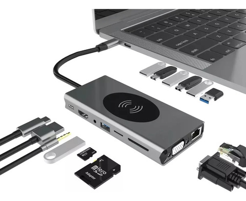 Hub Dockstation Usb C Type C 15 Em 1 Usb 3.0 / Hdmi / Vga