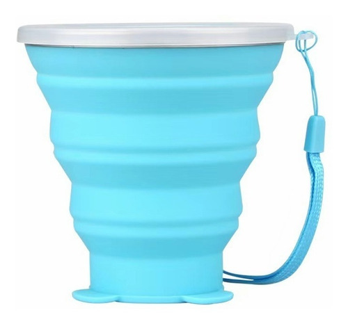 Vaso De Silicona Plegable Con Tapa Y Correa Portátil 270ml