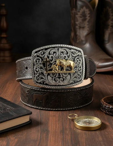 Cinto Vaquero Troquelado - Oración Del Jinete Heb. Ohio