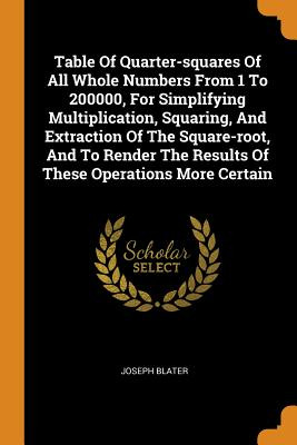 Libro Table Of Quarter-squares Of All Whole Numbers From ...