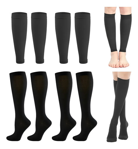 4 Pares Medias Calcetines De Compresion Venosa Pantorrillas