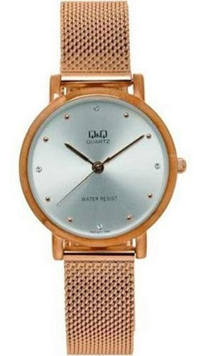 Reloj Q&q Petatillo Cobre Cara Blanca Qa21j011y