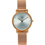 Reloj Q&q Petatillo Cobre Cara Blanca Qa21j011y