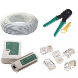 Kit Cabo Rede 150m Cor Branca +alicate,testador, 50rj45 Plug