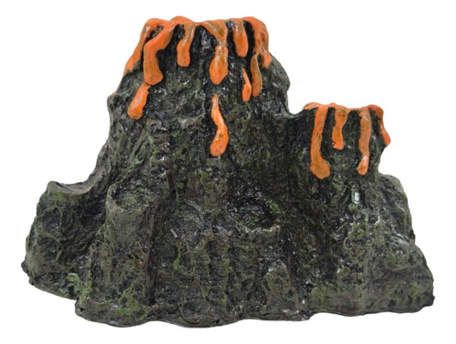 Figura Adorno Acuario Resina Volcán Con Lava