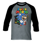 Camiseta Mario Bros Disfraz Sonic Camibuso Raglan Series