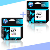 Kit Cartucho Tinta Original Hp 667 Preto/colorido 2774 2776