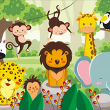 Papel Parede Adesivo Infantil Animais Safari Leão Quarto 1m²