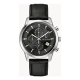 Reloj Bulova Clasico Sutton Crono 96b403 Para Hombre Color De La Correa Negro