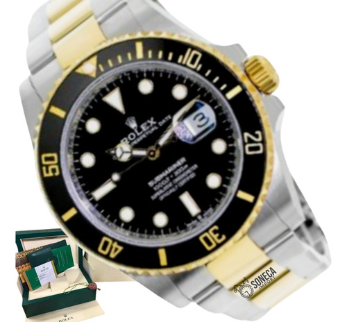 Relógio Rolex Submariner Misto Fundo Preto Base Eta 3035