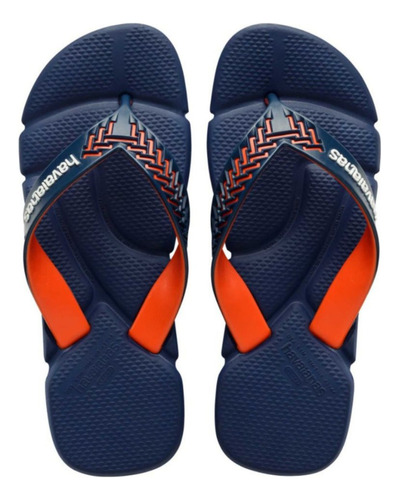 Chinelo Havaianas Azul Com Laranja Power Lançamento Verao Nf