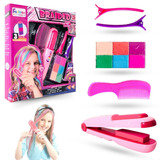 Mechas Coloridas Kit Menina Pinte Cabelo Make Infantil Linda