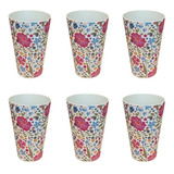 Set X6 Vasos Bamboo Decorado 400ml Agua Jugos Bebidas