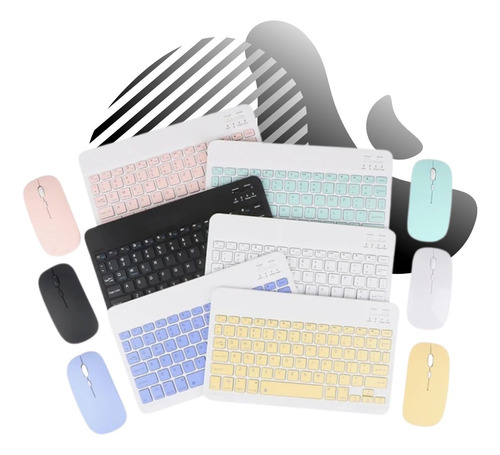 Kit Teclado Mouse Sem Fio Bluetooth P/ Tablet Notebook