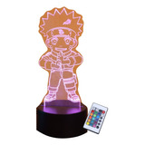 Lampara Led 3d  Ilusion Naruto Chibi Niño Base Negra