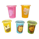 20 Vasos Con Tapa Economicos Infantiles Para Niños Plastico