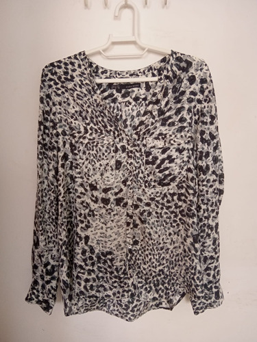 Camisa Feminina Zara Animal Print Preto E Branco