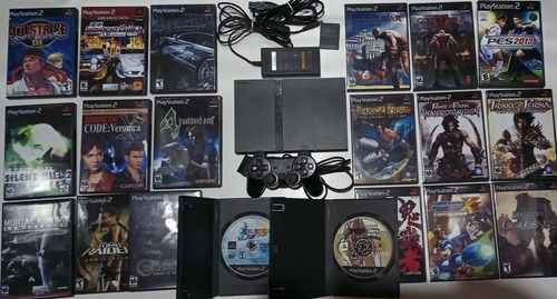 Ps2 Slim Com Controle Original 20 Jogos Novos Memory Card Leia