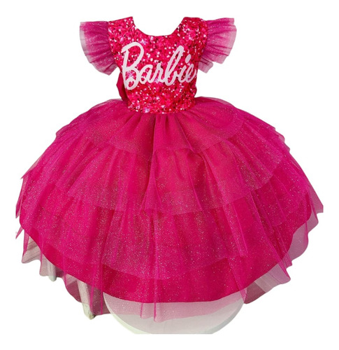 Vestido Infantil Barbie Pink Festa Luxo