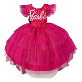 Vestido Infantil Barbie Pink Festa Luxo