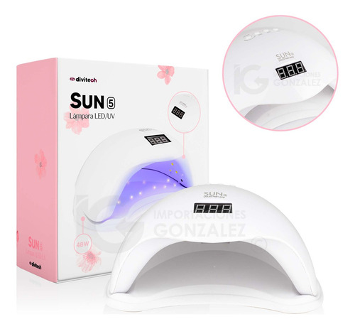 Lámpara De Uñas Sun 5 Profesional 48w Led Uv Digital Gelish Color Blanco Div