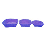 Panera Cuadrada Canasta Plastico Simil Mimbre X3 Hot Sale Color Violeta