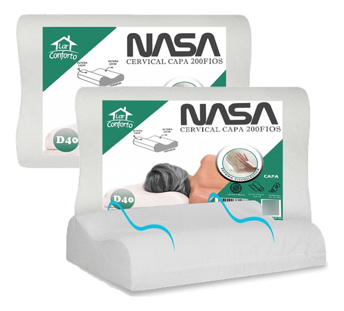 Kit 2 Travesseiro Nasa Ortopédico Cervical D40 -lar Conforto