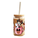 Vaso Lata Con Tapa De Bamboo Y Bombilla Disney Minnie Mouse