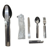 Set Cubiertos Camping Cuchillo Tenedor Cuchara Destapador -