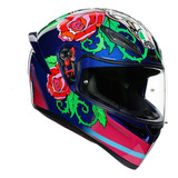 Casco Cerrado Agv K-1 Ece2205 Replica Salom Azul/rosa      