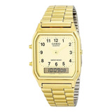 Aq-230ga-9bmq - Reloj Casio Doble Hora Metalico Dorado