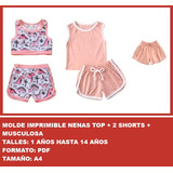 Molde Imprimible Nenas Top + 2 Shorts + Musculosa 2x1