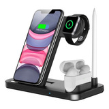 Base Carregador Multi Dock Station Para iPhone Watch Pencil Cor Preto