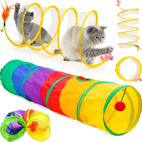 Brinquedo Interativo Para Gato  Túnel Grande + Mola Flexível