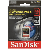 Tarjeta Sd 64gb Sandisk Extreme Pro 4k V30 Uhs-i U3 200mb/s