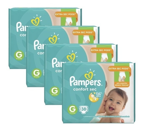 Kit Fralda Pampers Confort Sec Tamanho G Com 152 Unidades