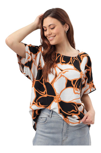 Blusa Remera Lino Estampado Talles Grandes Especial L,xl,xxl