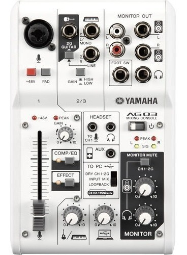 Consola Yamaha Ag03 Mixer De 3 Canales Interfaz Usb Cubasis