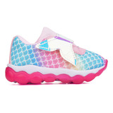 Tenis Infantil Feminino Mini-pé C/luzes/led Sereia No Velcro