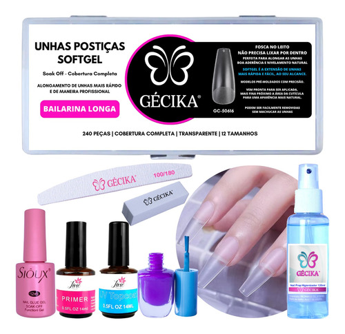 Kit Unha Softgel Tips De Gel Soft Gel D&z Gecika Cabine Sun5