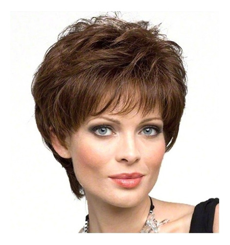 Full Wig Natural Hair Dark Brown Short Feminin 2024