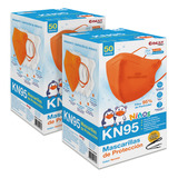 Cubrebocas Kn95 De Niños Tapabocas Mascarilla Infantil 100pz Color Naranja 100pz